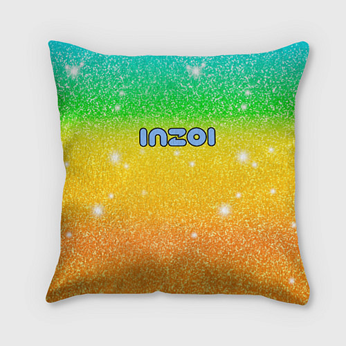 Подушка квадратная Inzoi зелено-желтый фон / 3D-принт – фото 1