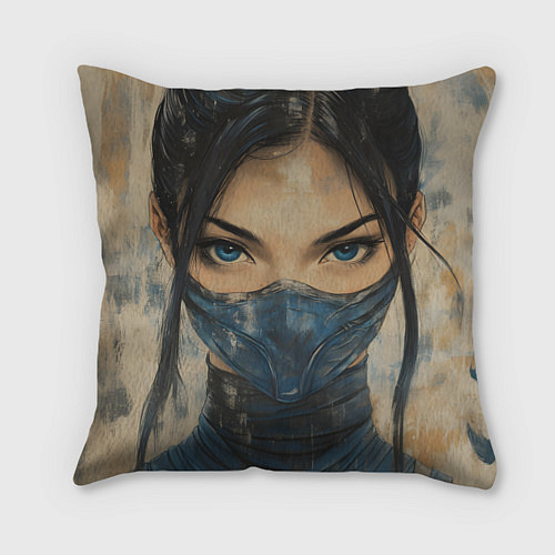 Подушка квадратная Портрет Китаны - Мортал комбат / 3D-принт – фото 1