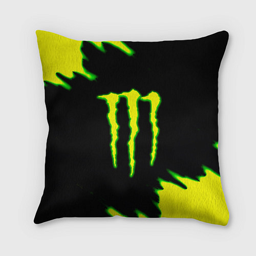 Подушка квадратная Кислотный монстр энерджи / 3D-принт – фото 1