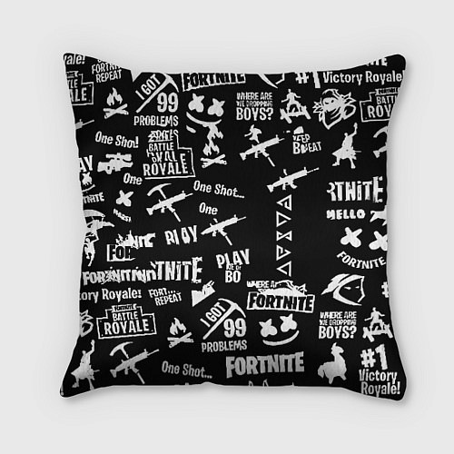 Подушка квадратная Черно белые логотипы игр / 3D-принт – фото 1