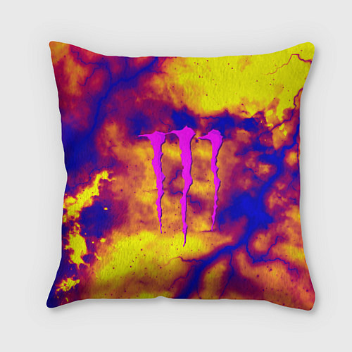 Подушка квадратная Monster energy storm grunge / 3D-принт – фото 1