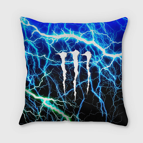 Подушка квадратная Monster energy electro / 3D-принт – фото 1