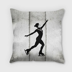 Подушка квадратная Фигуристка на сером, цвет: 3D-принт