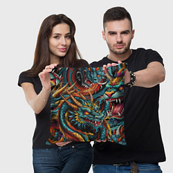 Подушка квадратная Татуировка дракона ирезуми, цвет: 3D-принт — фото 2