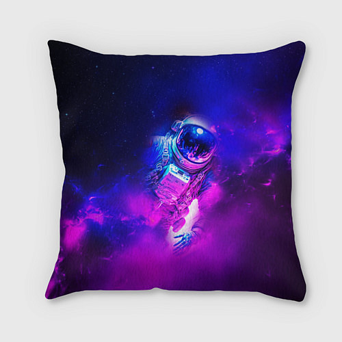 Подушка квадратная Космонавт среди облаков / 3D-принт – фото 1