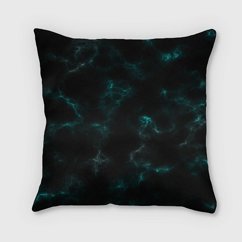 Подушка квадратная Color black turquoise / 3D-принт – фото 1