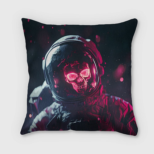 Подушка квадратная Красный череп в скафандре космонавта / 3D-принт – фото 1