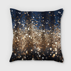 Подушка квадратная Золотые блестки на черно-синем фоне, цвет: 3D-принт
