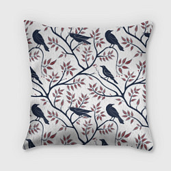 Подушка квадратная Вороны на ветках, цвет: 3D-принт