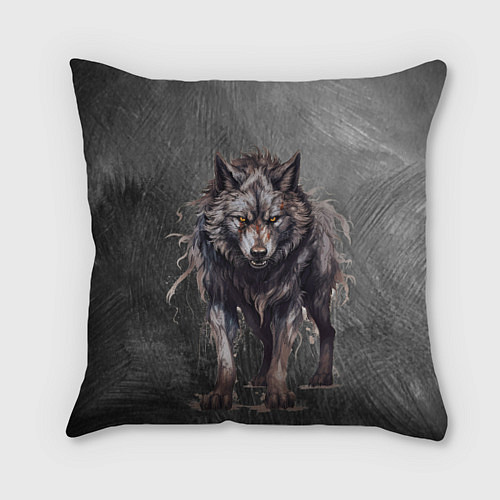 Подушка квадратная The fierce wolf / 3D-принт – фото 1
