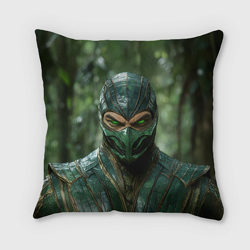 Подушка квадратная Рептилия с зелеными глазами / 3D-принт – фото 1