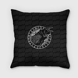 Подушка квадратная Ворон в круге рун, цвет: 3D-принт
