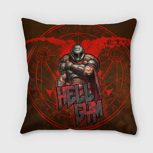 Подушка квадратная Doom dark ages gym / 3D-принт – фото 1