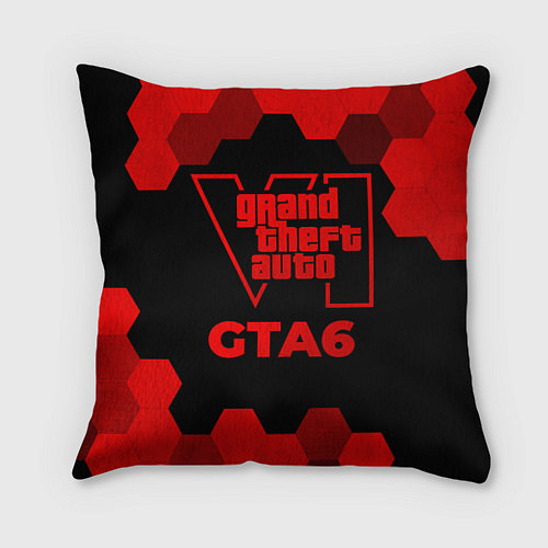 Подушка квадратная GTA6 - red gradient / 3D-принт – фото 1