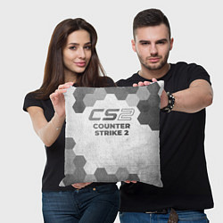 Подушка квадратная Counter Strike 2 - white gradient, цвет: 3D-принт — фото 2
