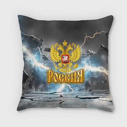 Подушка квадратная Герб России и молнии / 3D-принт – фото 1