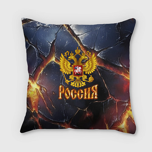 Подушка квадратная Золотой герб России и текстура с плитами / 3D-принт – фото 1