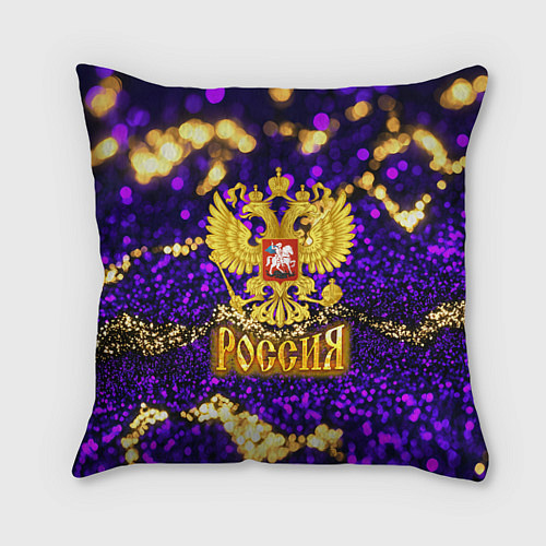 Подушка квадратная Россия - фиолетовая текстура / 3D-принт – фото 1