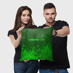 Подушка квадратная Among Us - green gradient посередине, цвет: 3D-принт — фото 2