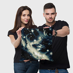 Подушка квадратная Космический абстрактный чёрно-синий, цвет: 3D-принт — фото 2