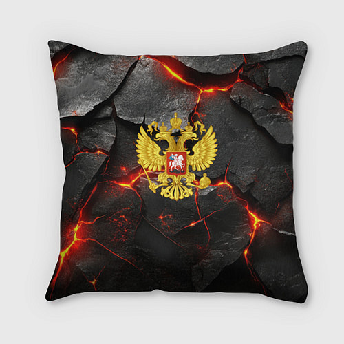 Подушка квадратная Герб России на фоне объемных плит / 3D-принт – фото 1