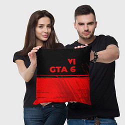 Подушка квадратная GTA 6 - red gradient посередине, цвет: 3D-принт — фото 2