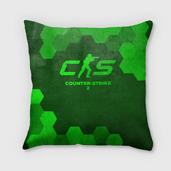 Подушка квадратная Counter-Strike 2 - green gradient, цвет: 3D-принт