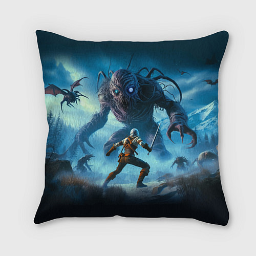 Подушка квадратная Ciri vs dark monster - Witcher 4 / 3D-принт – фото 1