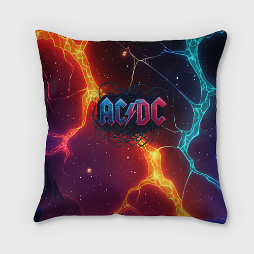 Подушка квадратная ACDC логотип в градиенте / 3D-принт – фото 1