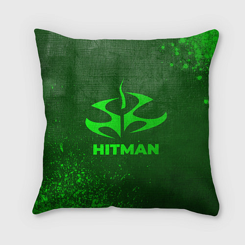 Подушка квадратная Hitman - green gradient / 3D-принт – фото 1