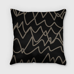 Подушка квадратная Кривые рукописные линии чёрно-коричневый, цвет: 3D-принт