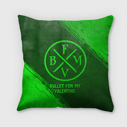 Подушка квадратная Bullet For My Valentine - green gradient / 3D-принт – фото 1