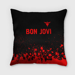 Подушка квадратная Bon Jovi - red gradient посередине, цвет: 3D-принт
