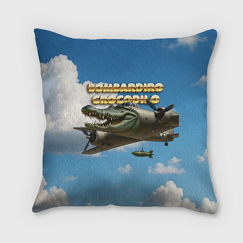 Подушка квадратная Bombardino Crocodillo мем / 3D-принт – фото 1