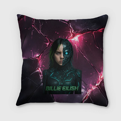 Подушка квадратная Билли Айлиш в стиле киберпанк / 3D-принт – фото 1