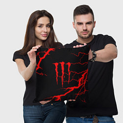 Подушка квадратная Monster energy storm red, цвет: 3D-принт — фото 2