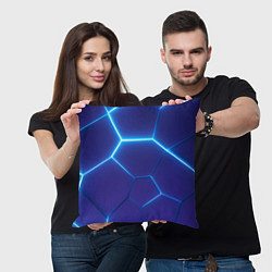 Подушка квадратная Синие плиты со светом, цвет: 3D-принт — фото 2
