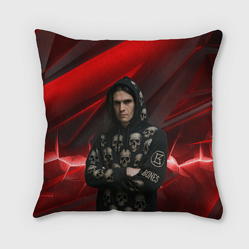Подушка квадратная Bones с черепами на худи / 3D-принт – фото 1