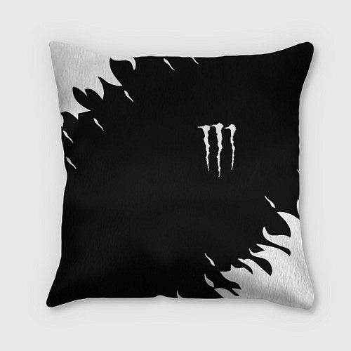 Подушка квадратная Monster energy fire white / 3D-принт – фото 1