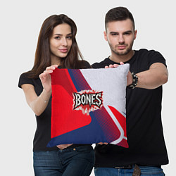 Подушка квадратная Bones лого на красной краске, цвет: 3D-принт — фото 2