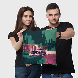 Подушка квадратная Дрифтующий спорткар, цвет: 3D-принт — фото 2