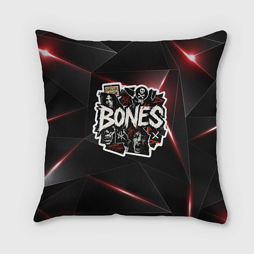 Подушка квадратная Bones logo stickers / 3D-принт – фото 1