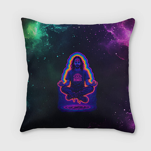 Подушка квадратная Bones медитация в космосе / 3D-принт – фото 1