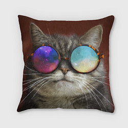 Подушка квадратная A Cat with multicolored glasses