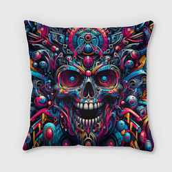 Подушка квадратная Colorful cyber skull - pattern