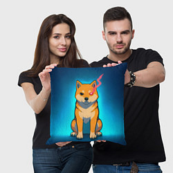 Подушка квадратная Сиба-ину с неоновым взглядом, цвет: 3D-принт — фото 2