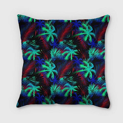 Подушка квадратная Palm neon / 3D-принт – фото 1