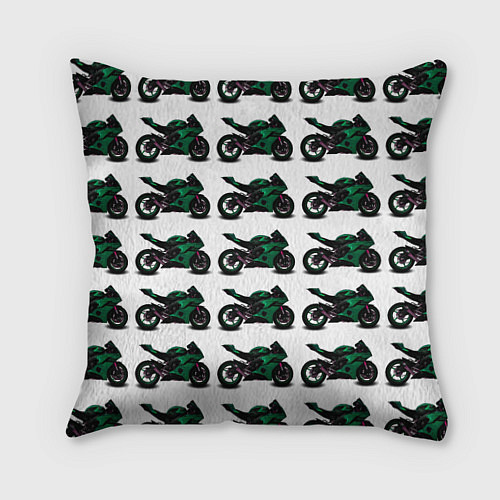 Подушка квадратная Motorbike dark green / 3D-принт – фото 1
