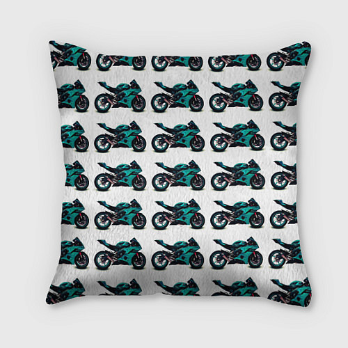 Подушка квадратная Motorbike light blue / 3D-принт – фото 1