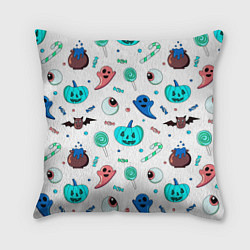 Подушка квадратная Halloween light blue pumpkin, цвет: 3D-принт